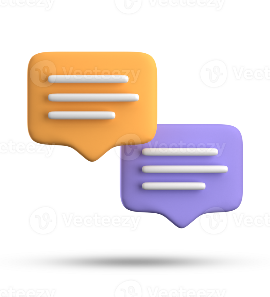 3d rendering of speech bubble with notification icons, 3D pastel yellow blue chat icon set. Set of 3d speak bubble. png