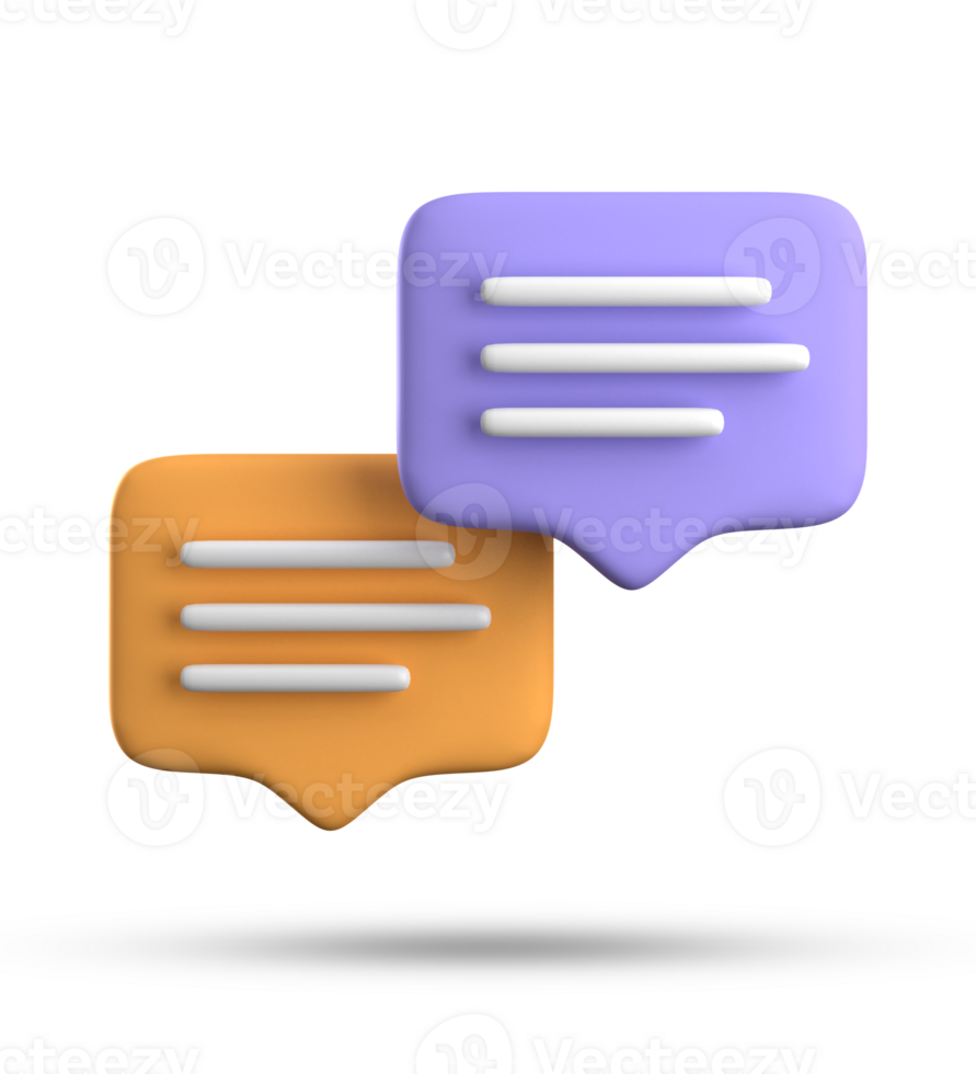 3d rendering of speech bubble with notification icons, 3D pastel yellow blue chat icon set. Set of 3d speak bubble. png
