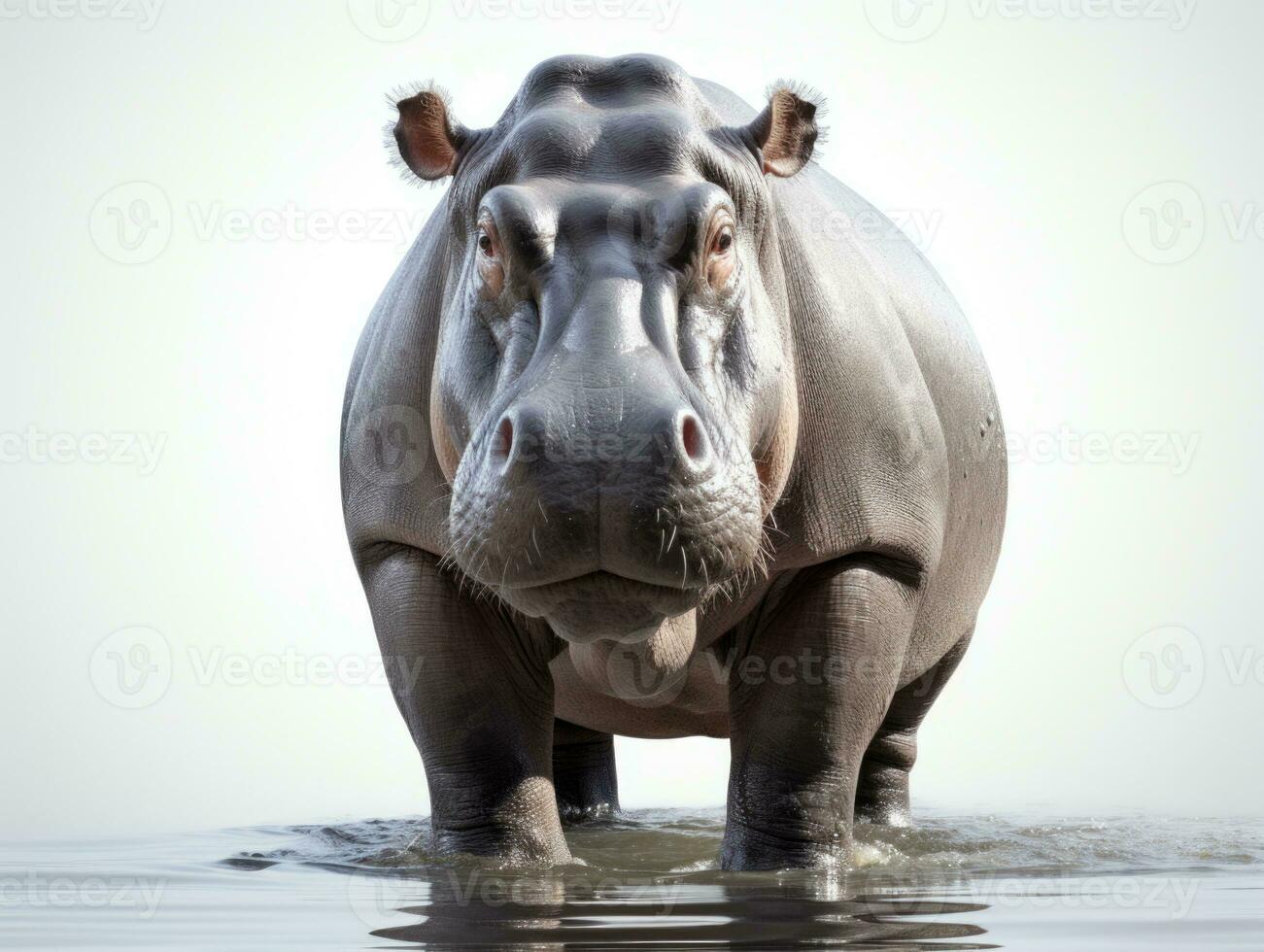 Hippopotamus Hippopotamus amphibius in water AI Generative photo