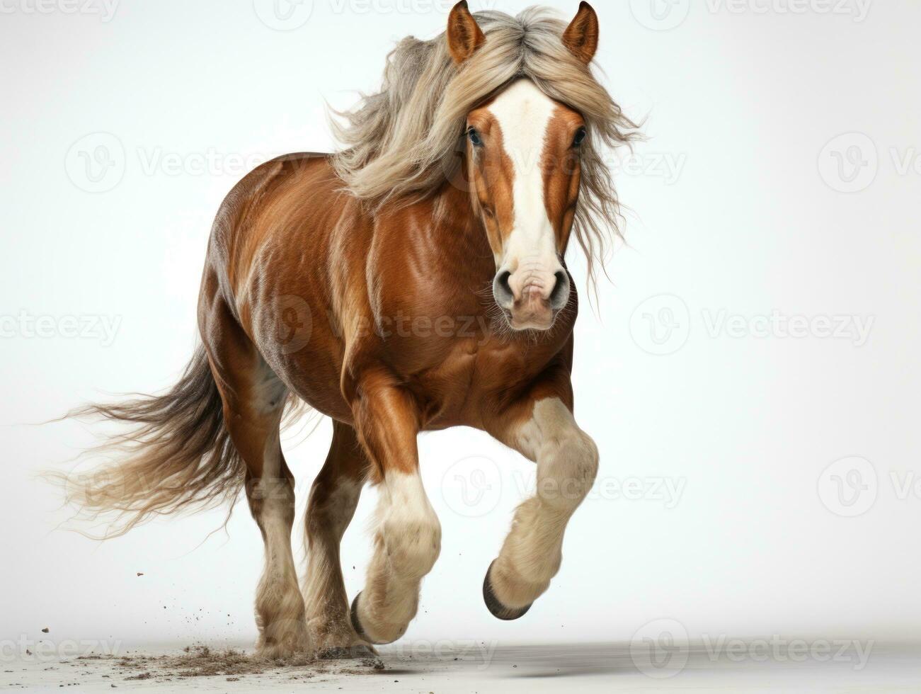 Arabian stallion in motion on gray background. Studio shot. AI Generative photo