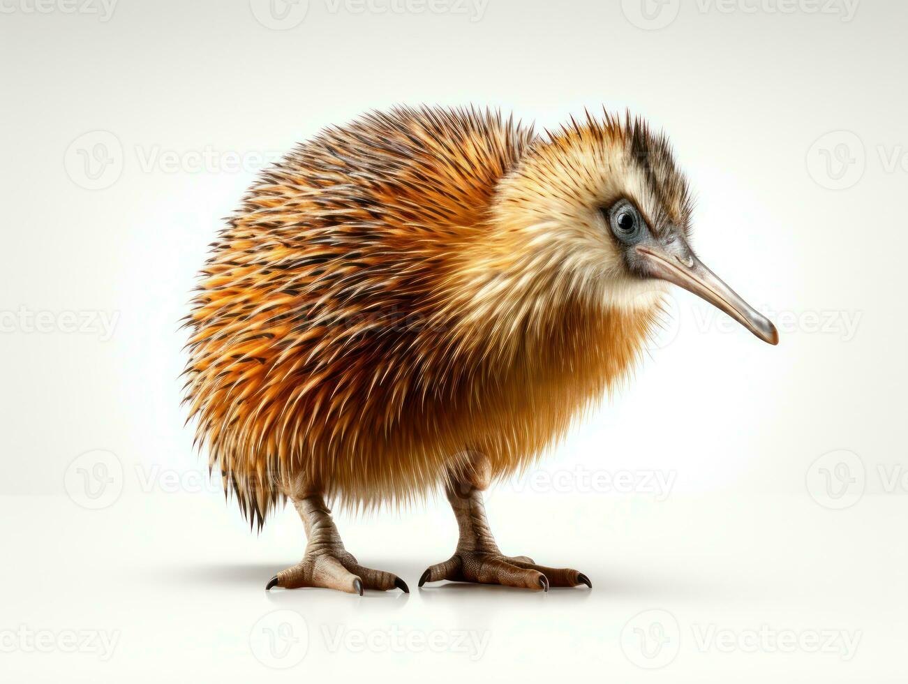 Cute baby chick, kiwi bird isolated on a white background. 3d render AI Generative photo