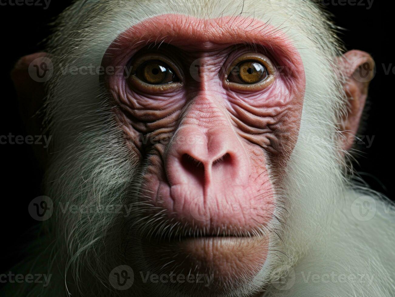 Portrait of a monkey on a black background, close-up. AI Generative photo