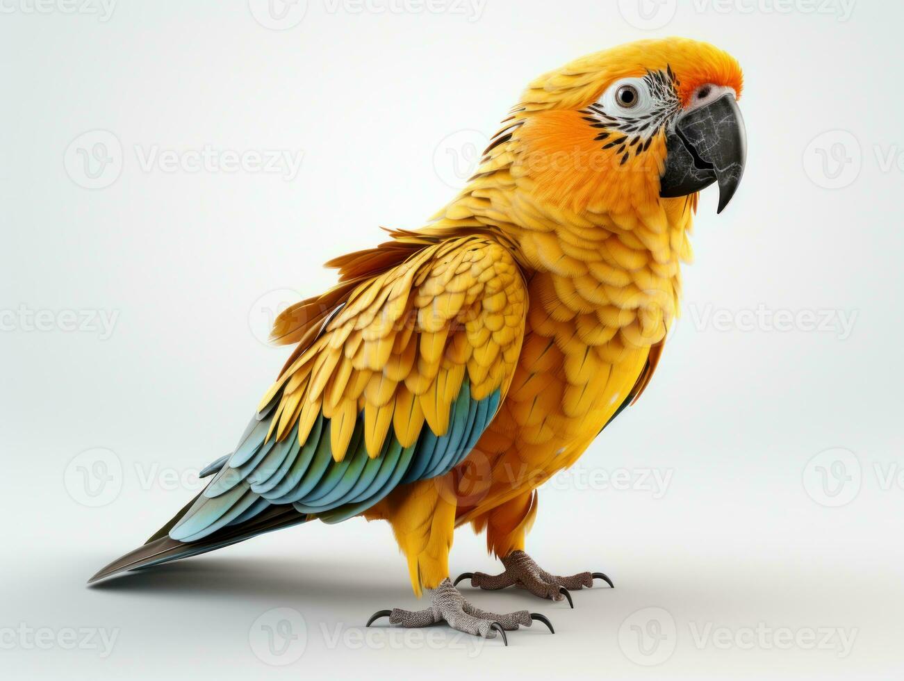 Red macaw parrot isolated on white background. 3d illustration. AI Generative photo