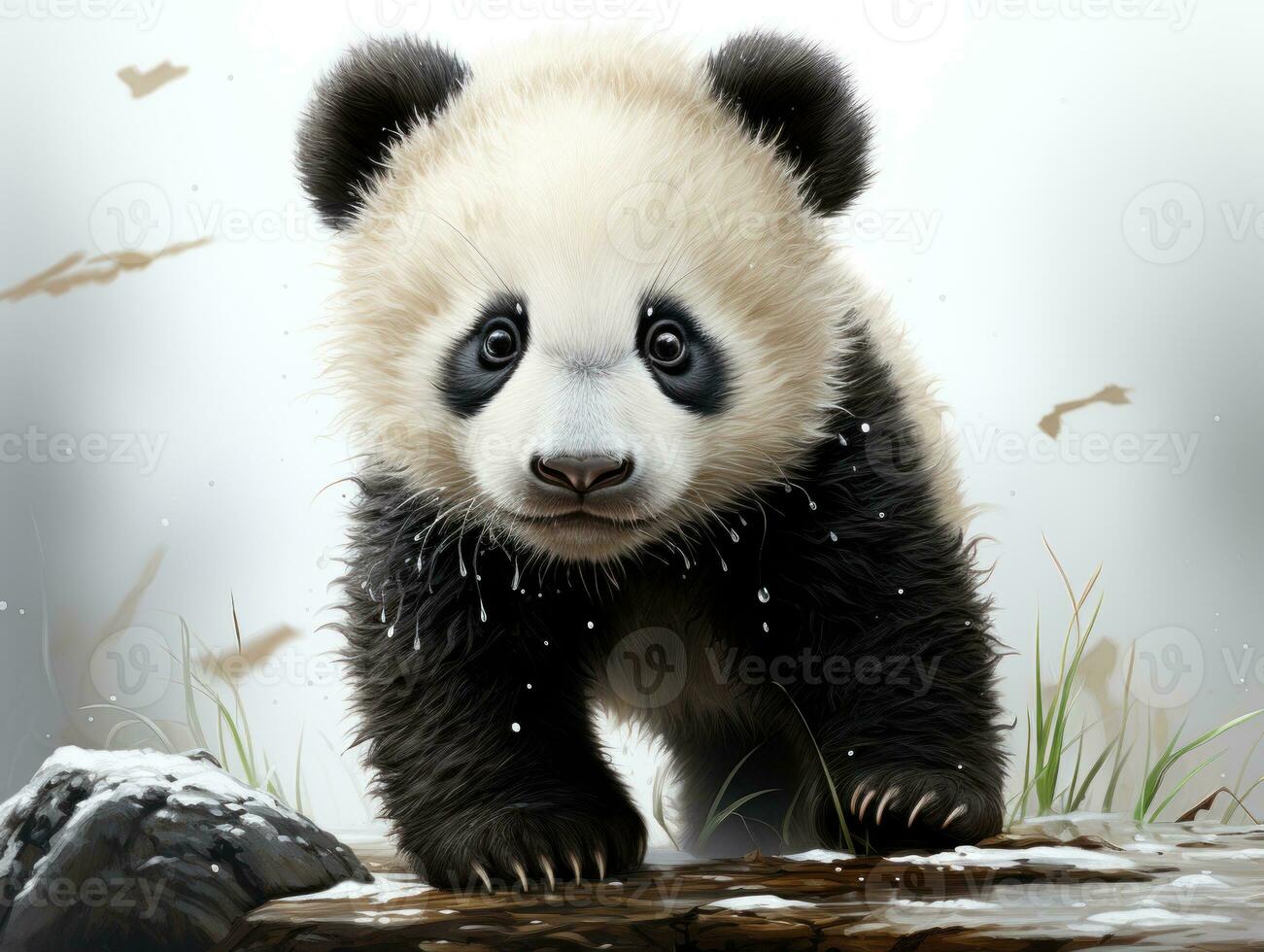 Portrait of a giant panda sitting on a white background. AI Generative photo