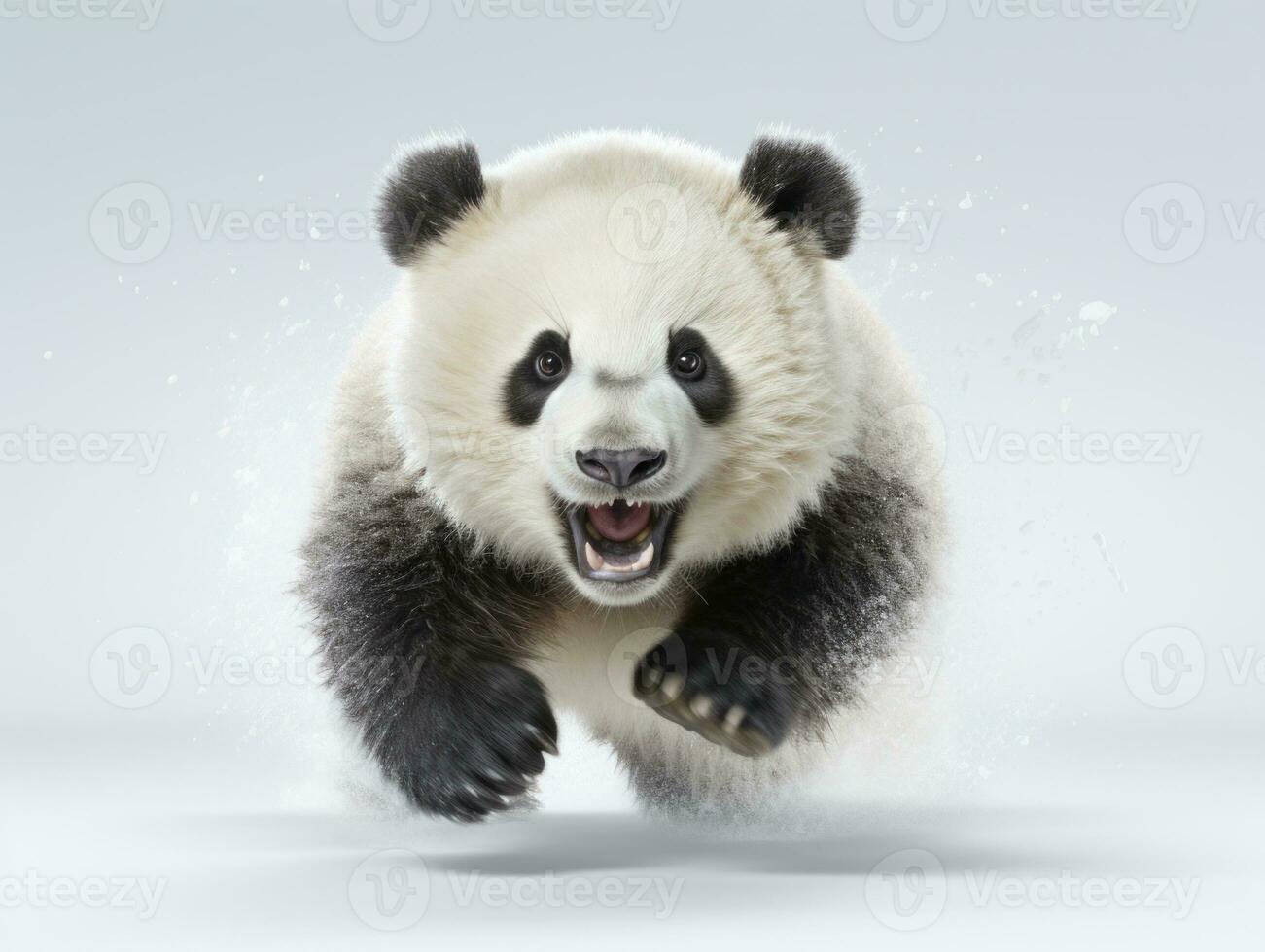 retrato de un gigante panda sentado en un blanco antecedentes. ai generativo foto