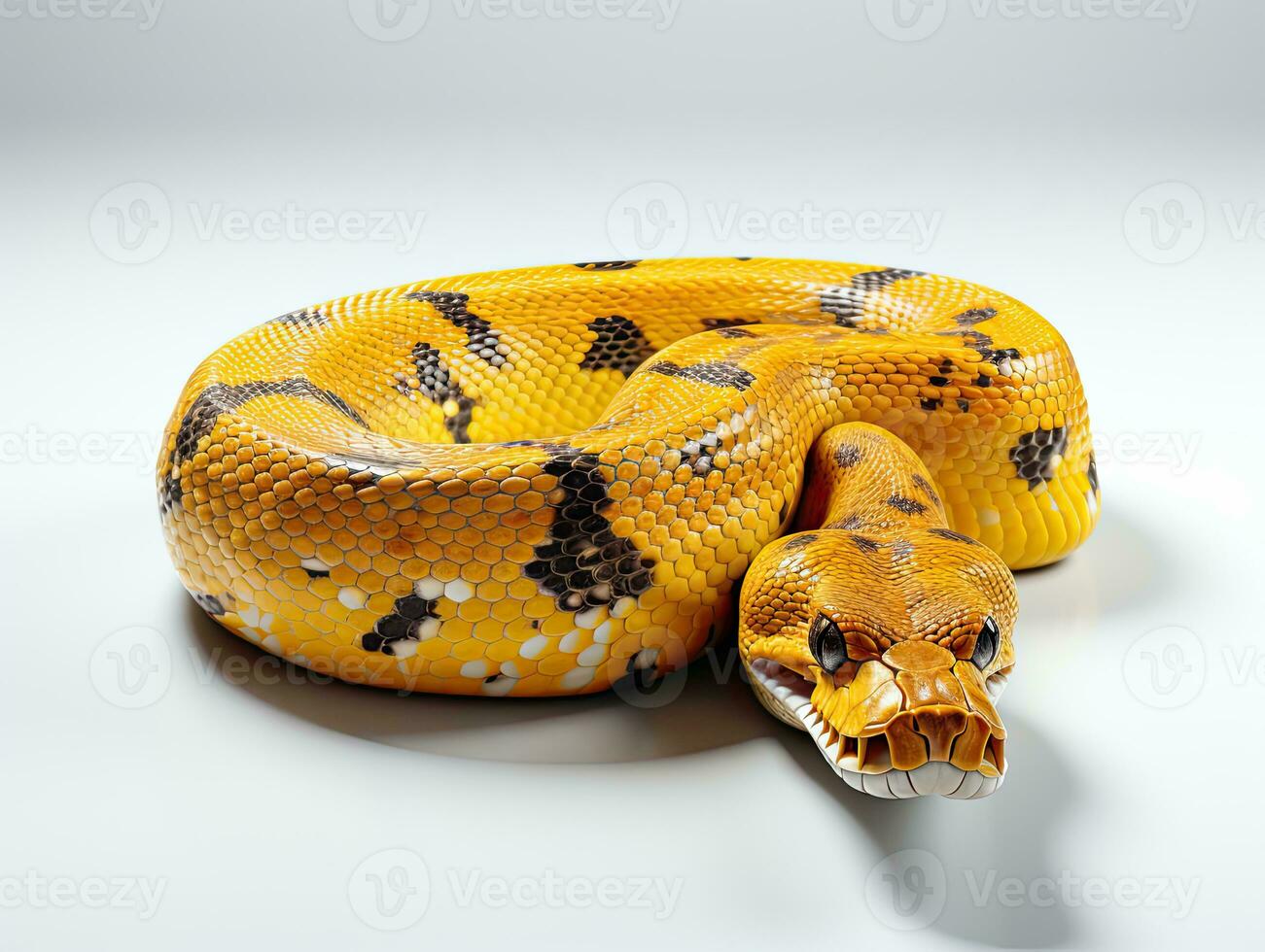 Yellow boa constrictor snake isolated on white background with clipping path. AI Generative photo