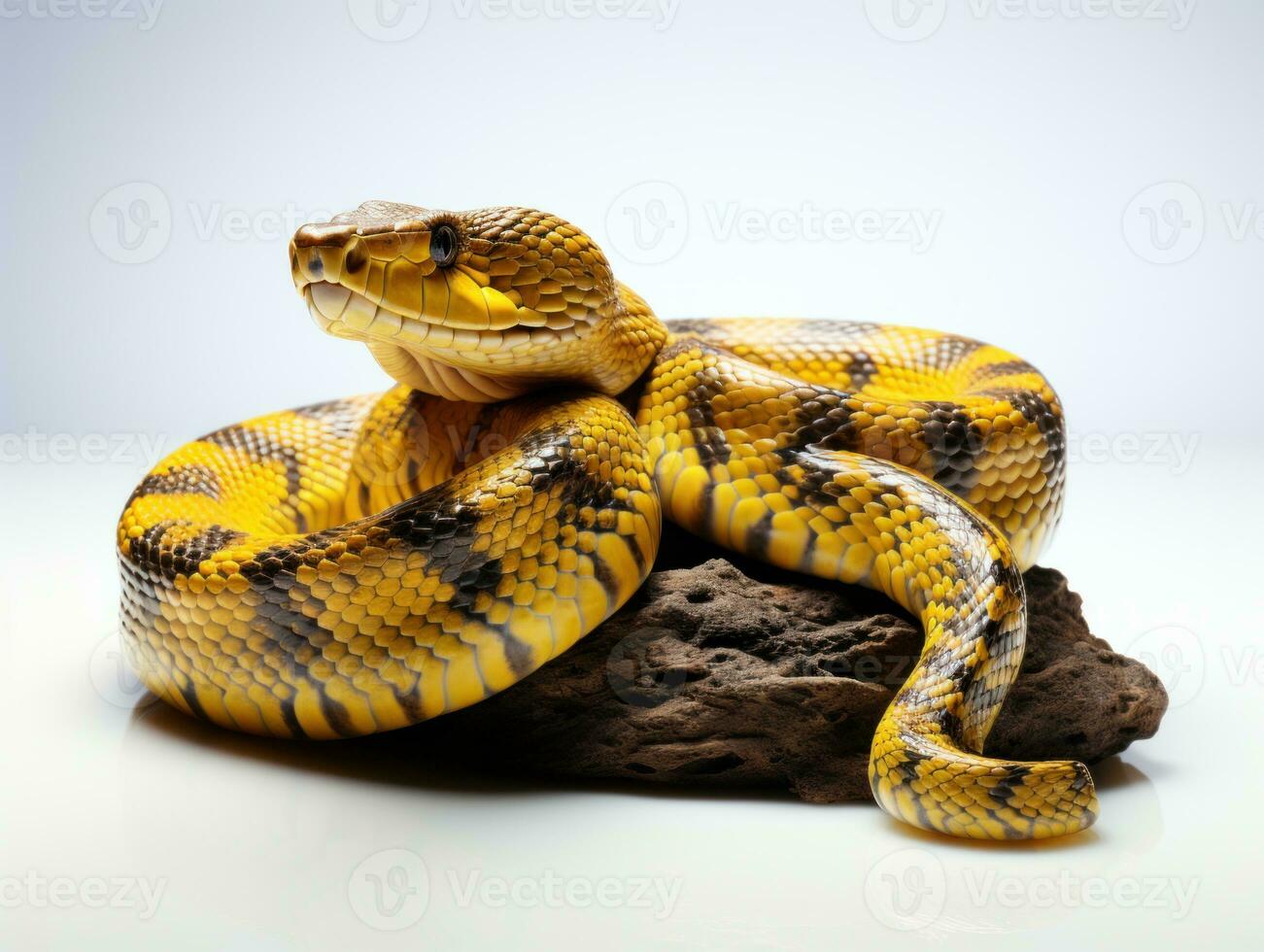 Yellow boa constrictor snake isolated on white background with clipping path. AI Generative photo