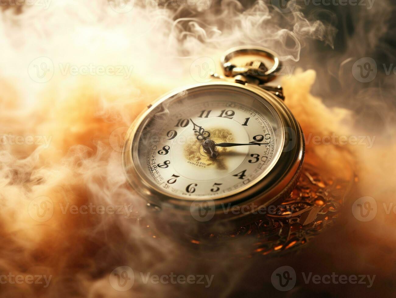 Burning alarm clock on fire background. Time is running out concept. AI Generative photo