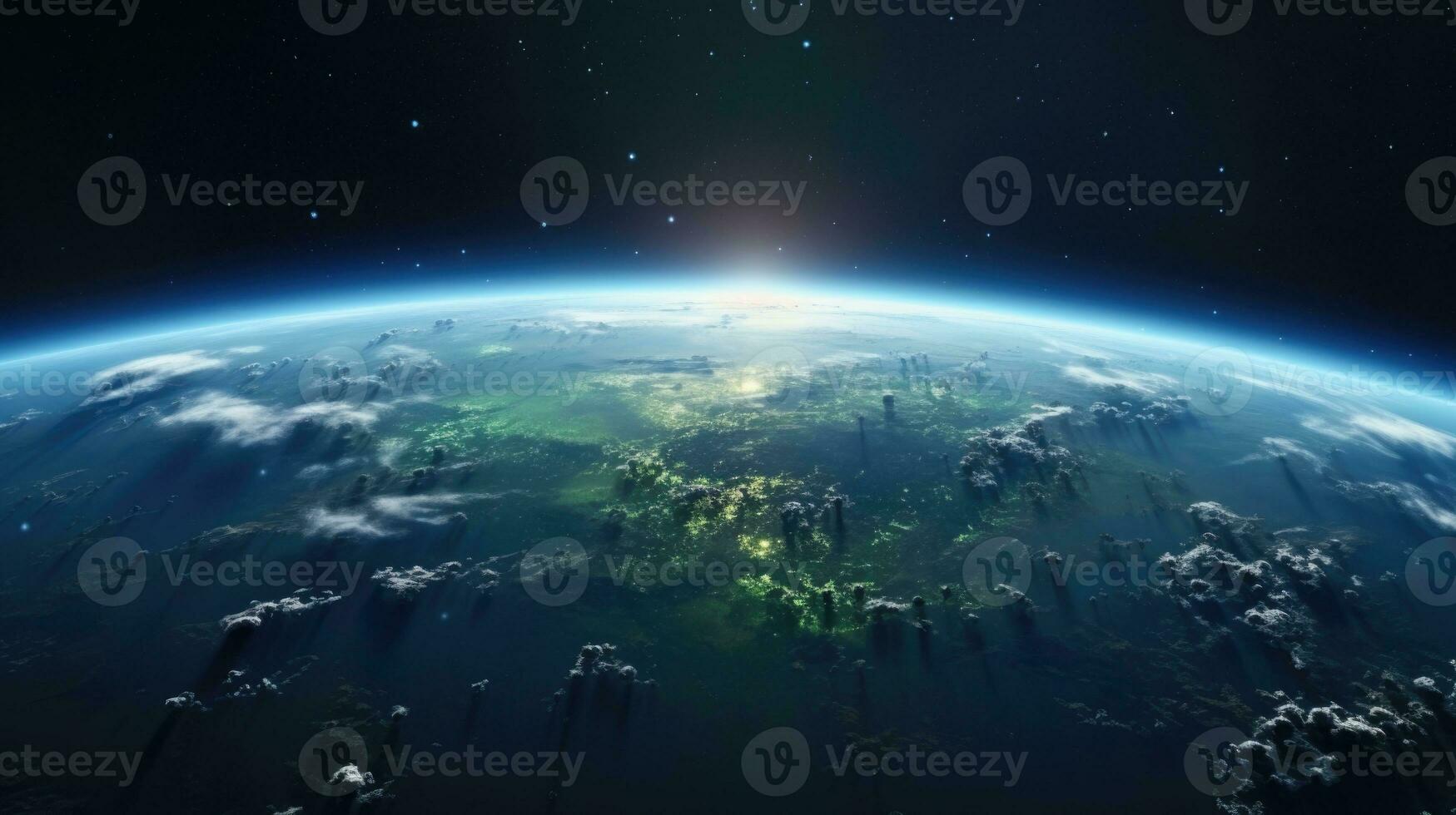 Beautiful view of the planet Earth from space. 3d illustration. AI Generative photo