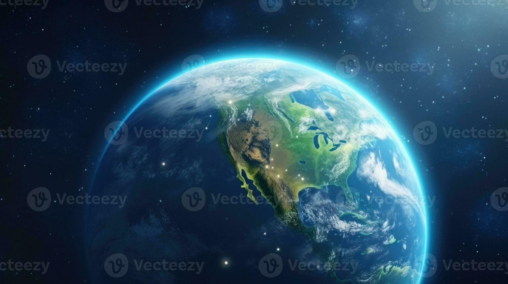 Beautiful view of the planet Earth from space. 3d illustration. AI Generative photo