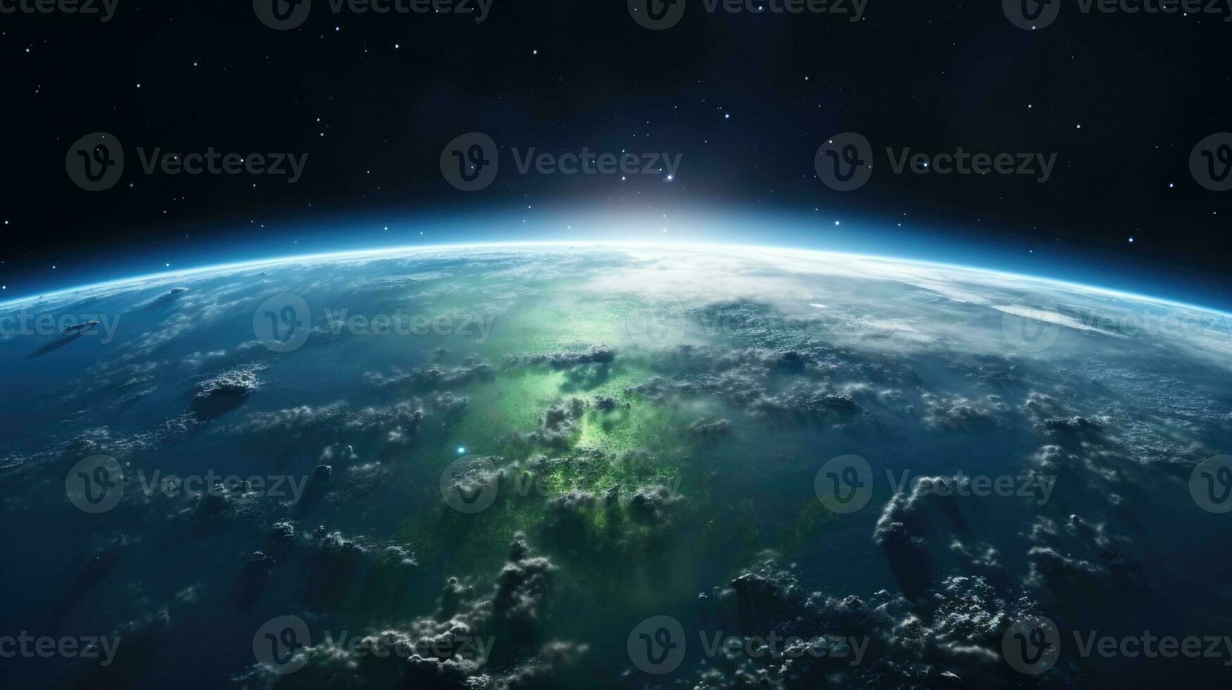Beautiful view of the planet Earth from space. 3d illustration. AI Generative photo