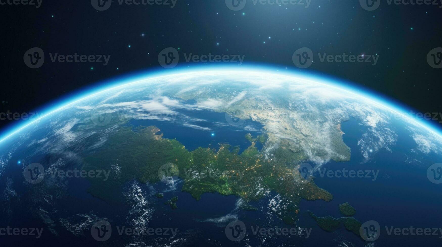 Beautiful view of the planet Earth from space. 3d illustration. AI Generative photo