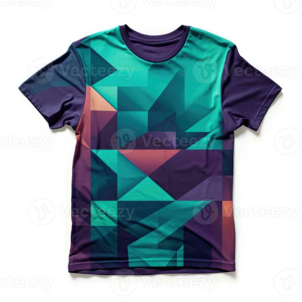 Abstract t-shirt design with geometric pattern on dark background. 3D Rendering. AI Generative photo