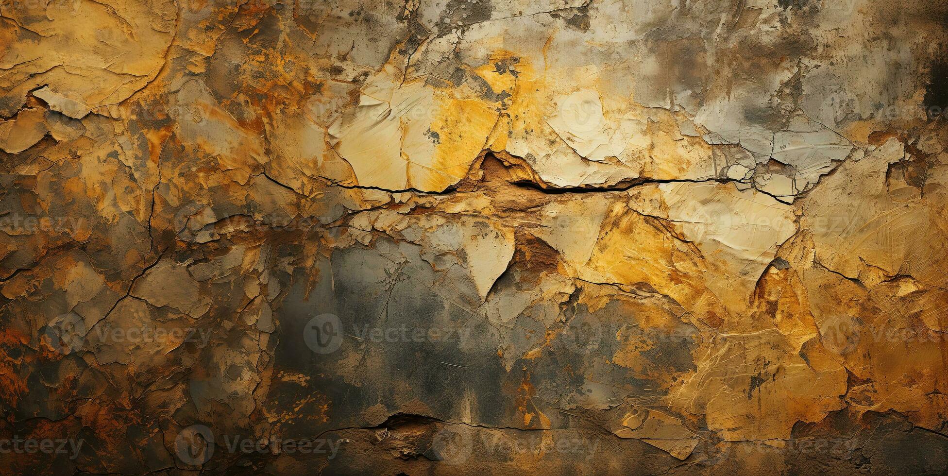 old cracked gold color marble or concrete texture background for design with copy space for text or image. AI Generative photo
