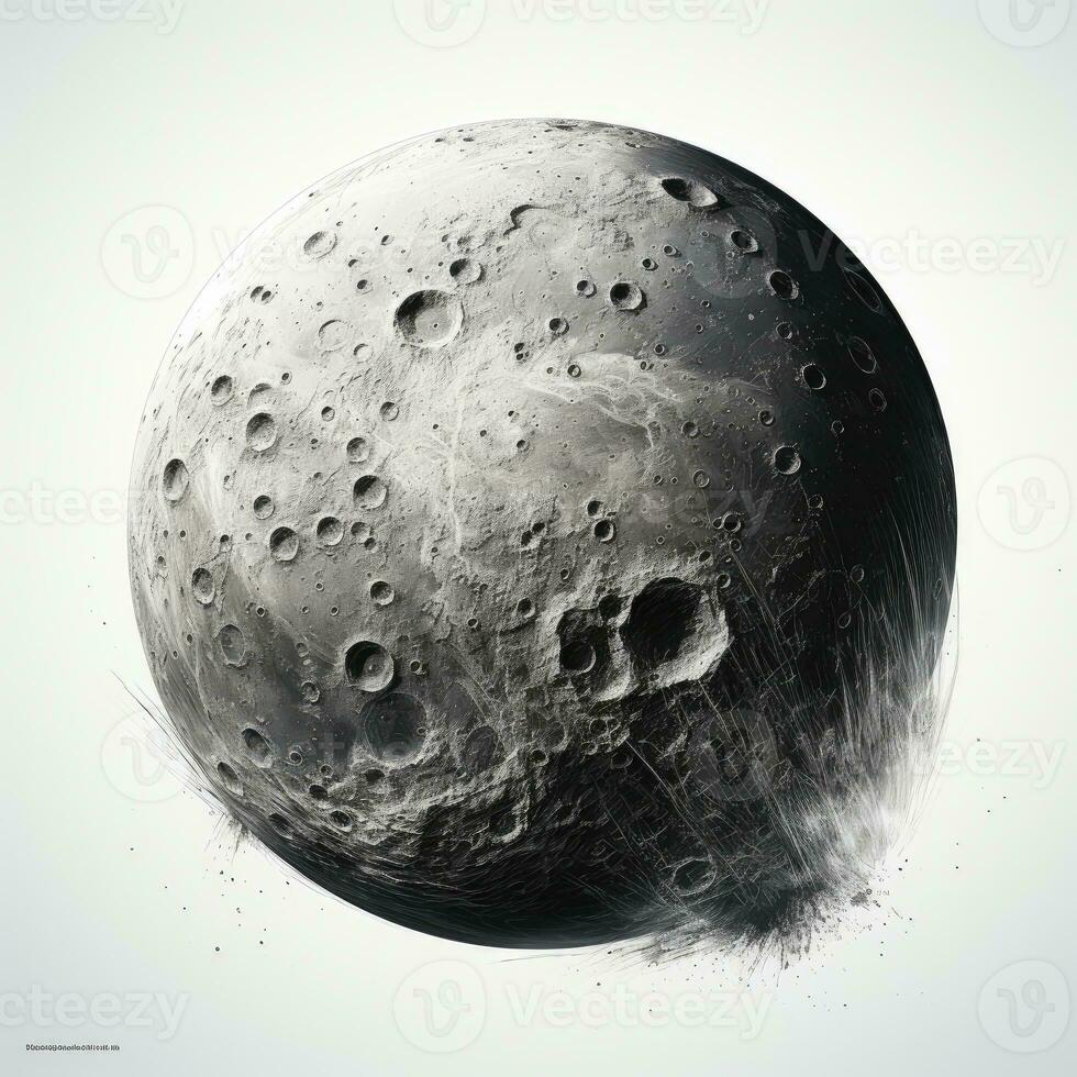 Moon isolated on white background. AI Generative photo