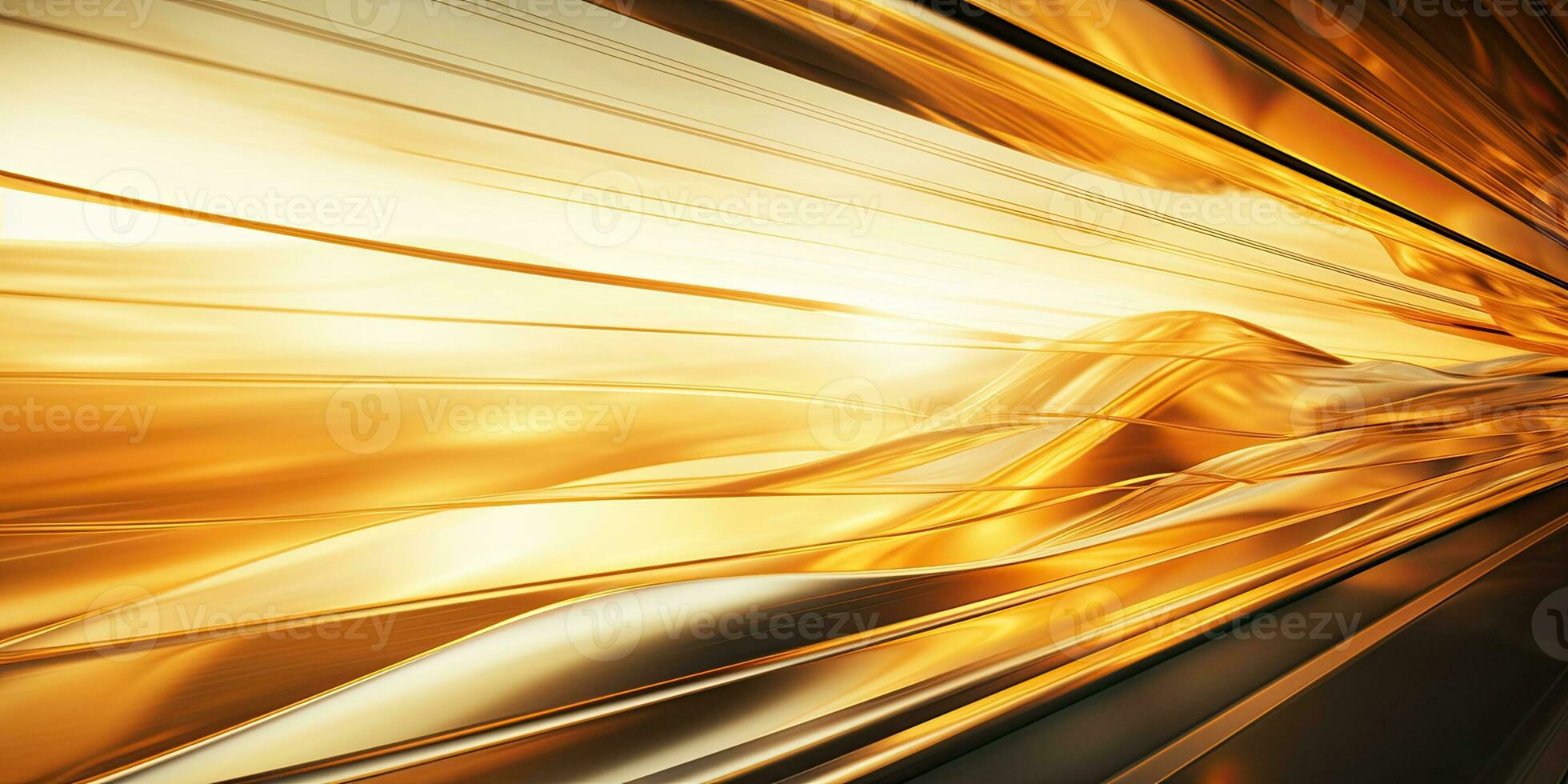 Motion blur of a train moving through the sand dunes at sunset. AI Generative photo