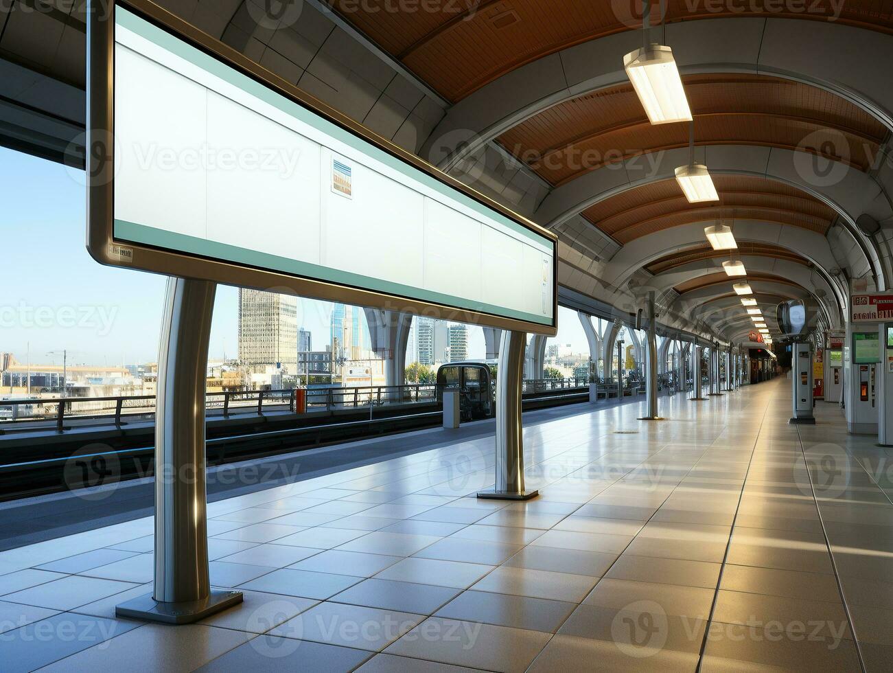Empty billboard in a subway station photo