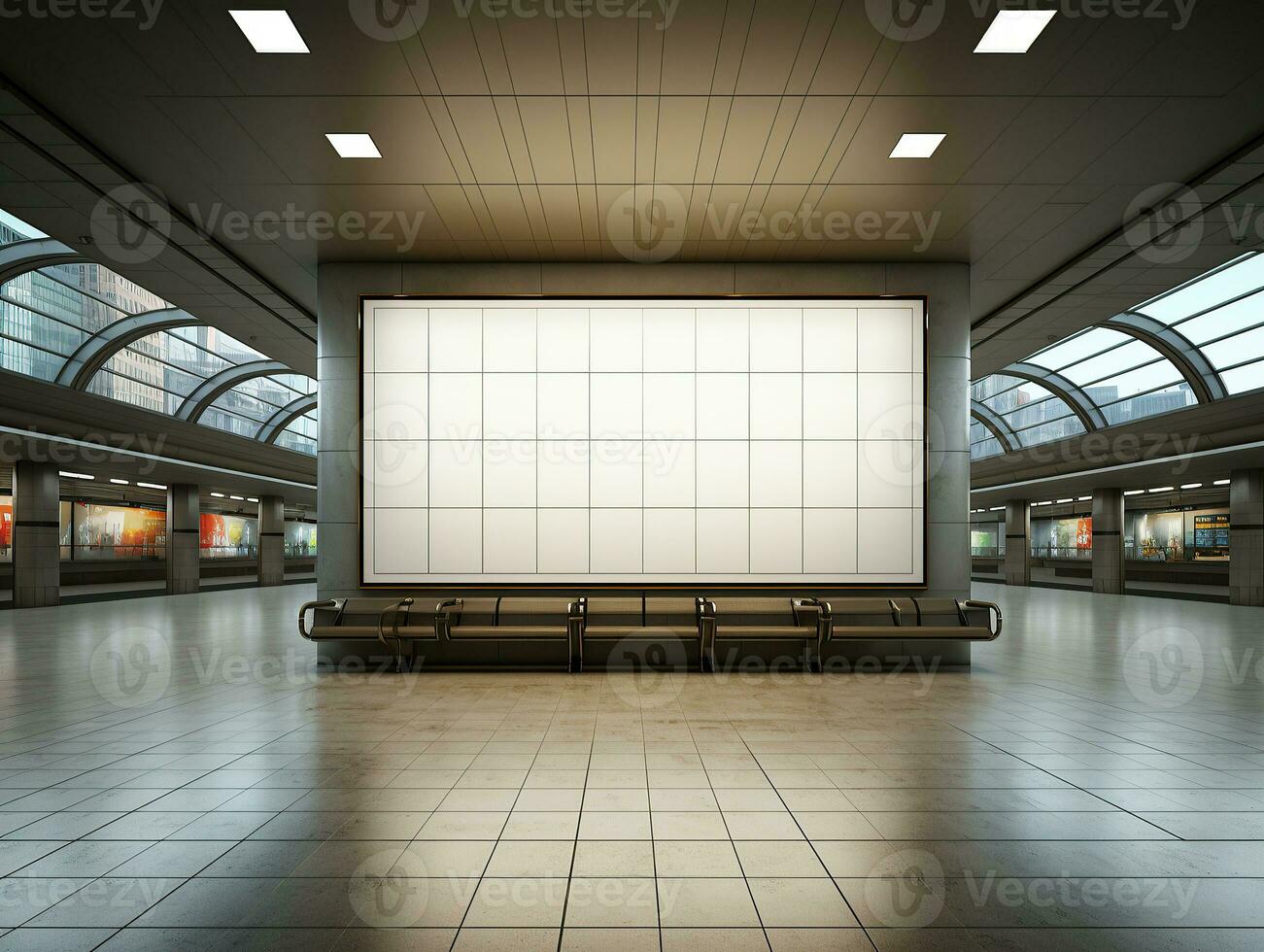 Empty billboard in a subway station photo