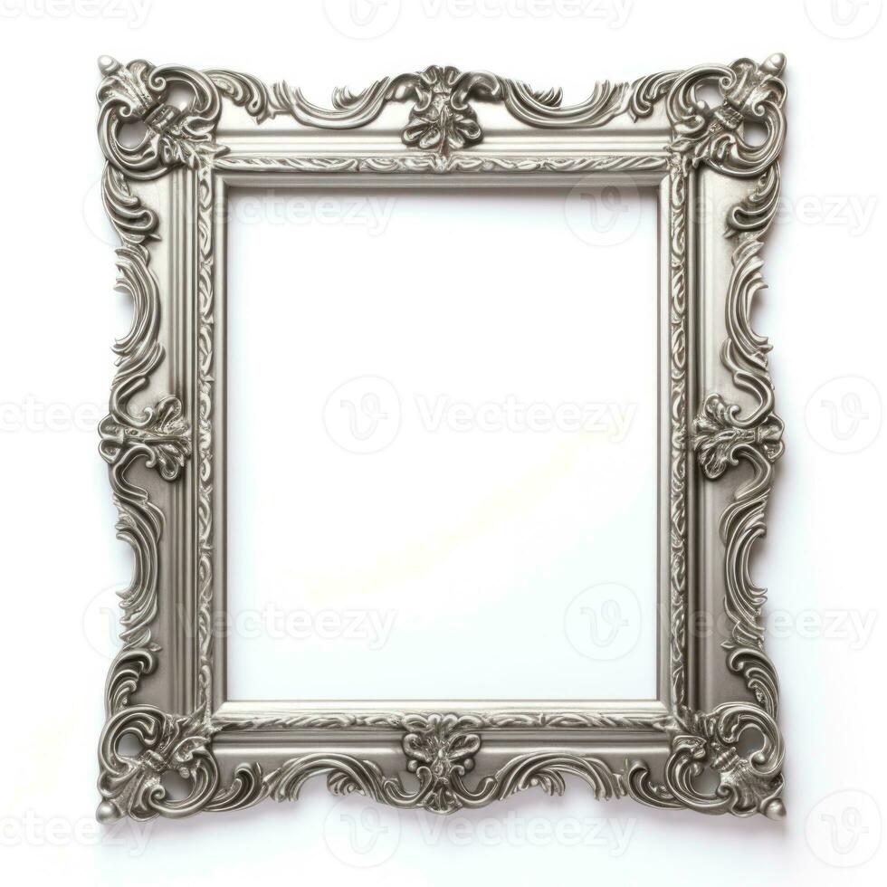 Luxury metal frame with ornament on wall. photo