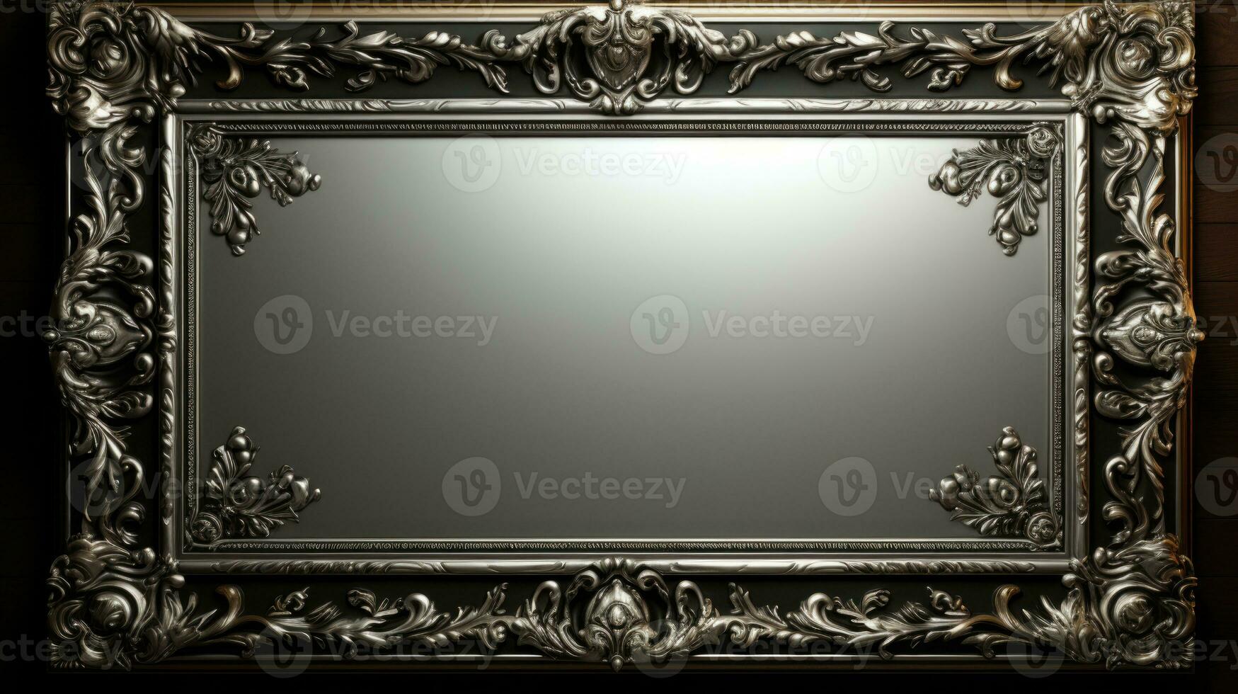 Decorative frame with ornament on the wall photo