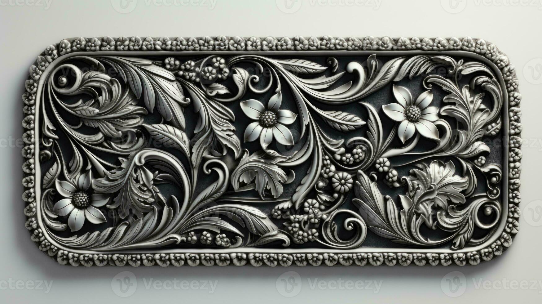 Decorative frame with ornament on the wall photo