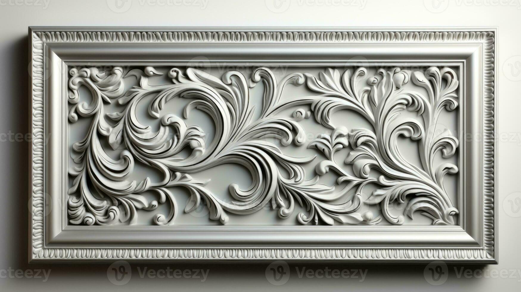 Decorative frame with ornament on the wall photo