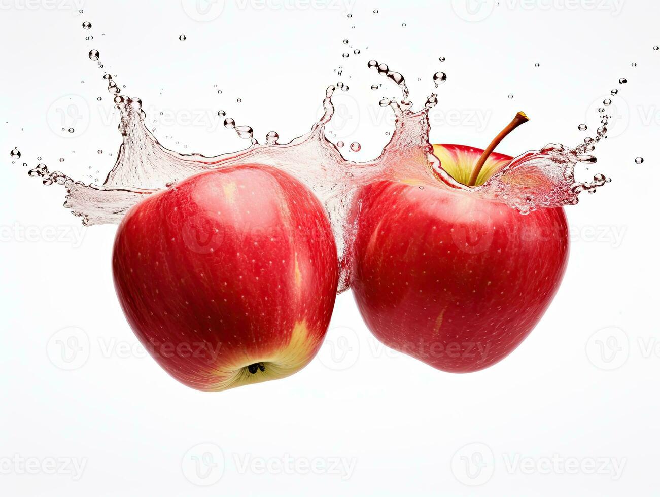 Water splash with red apples photo