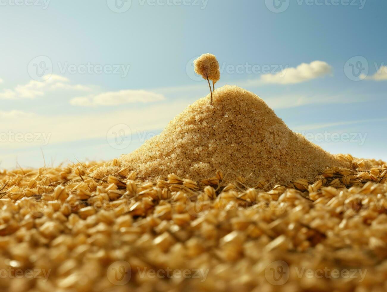 Wheat field with grains photo