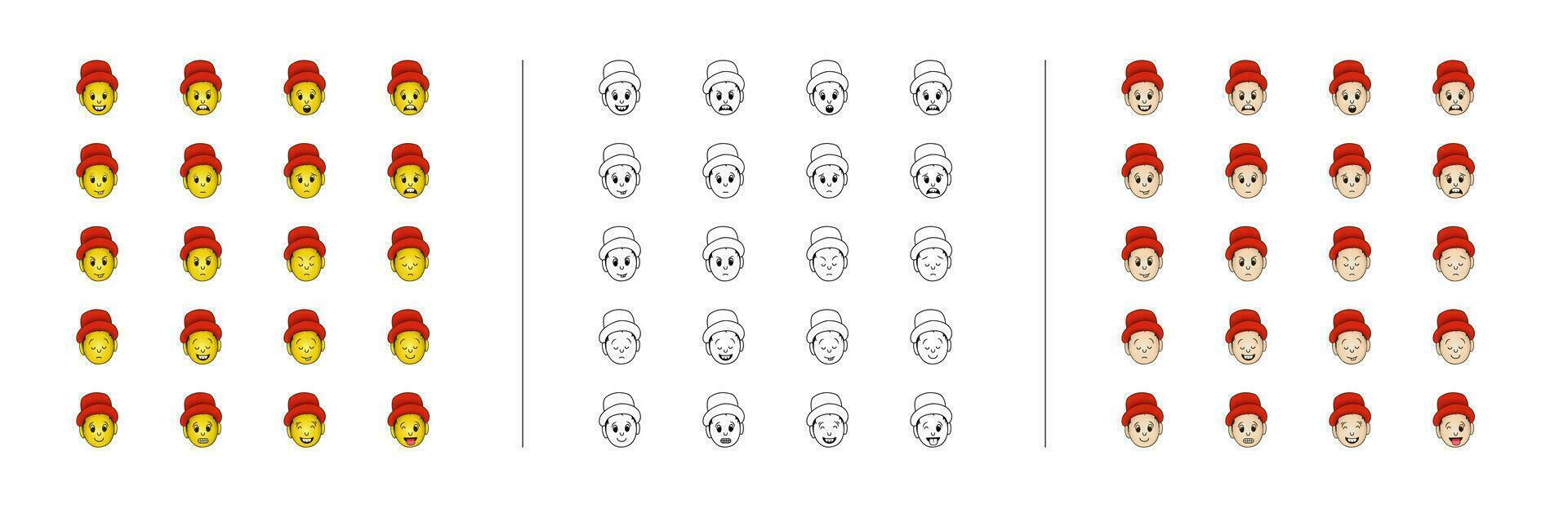 Emoji Icon Set Large Collection, Boy With Summer Cap Emoji Icons vector