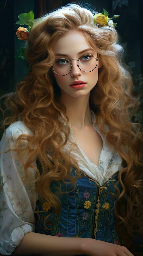 Beautiful woman with glasses. Generative AI photo