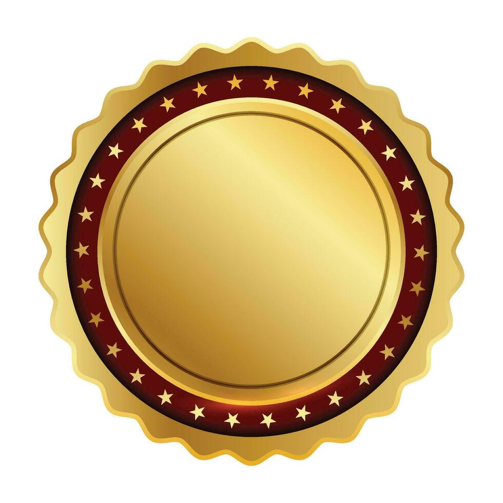 Vector modern gold circle metal badge, label and design elements
