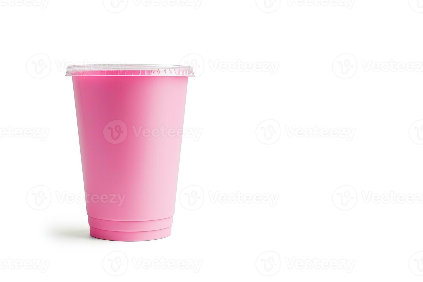 Pink drink in plastic cup isolated on white background. Take away drinks concept with copy space. ai generated photo