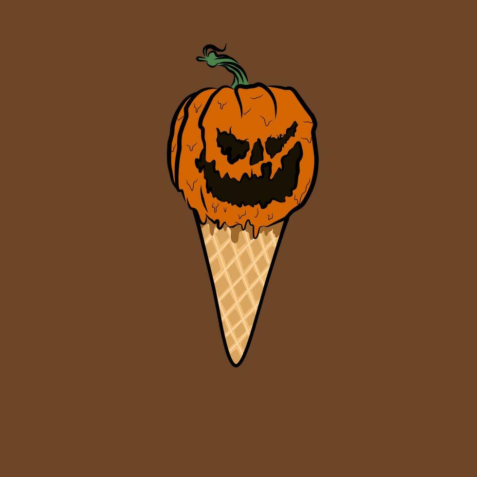 Melted Halloween Pumpkin Ice Cream vector