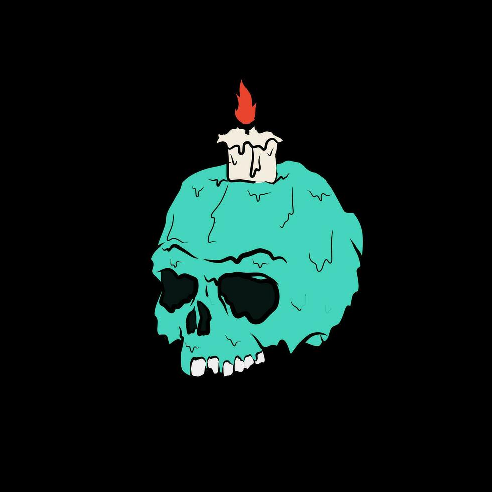 a skull with a candle on top of it vector