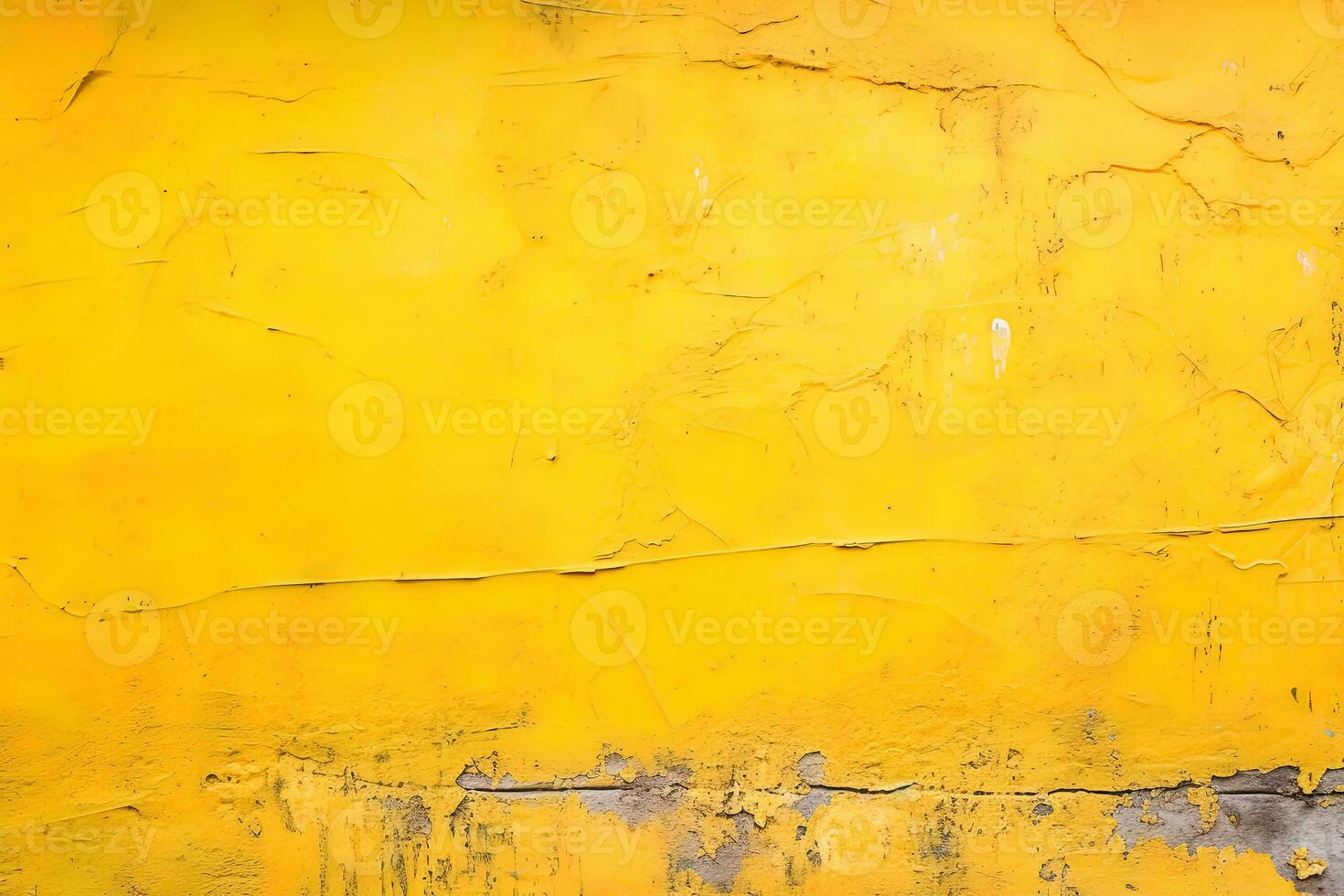 Dirty and weathered yellow concrete wall background texture. ai generated photo