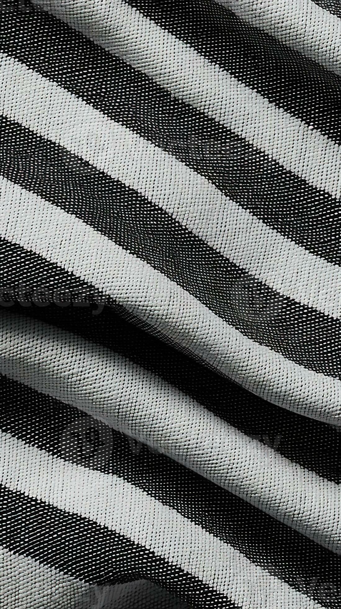 black and white striped fabric texture background. ai generated