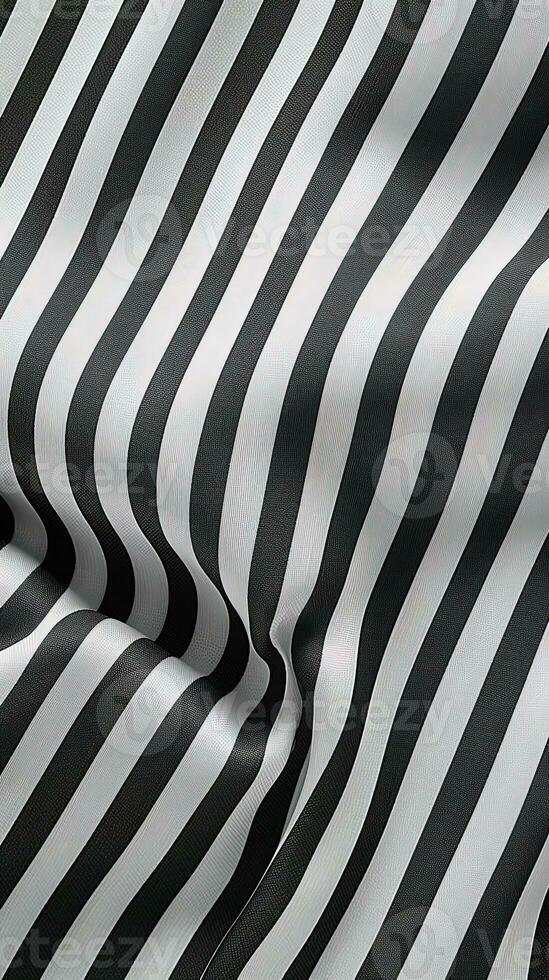 black and white striped fabric texture background. ai generated photo