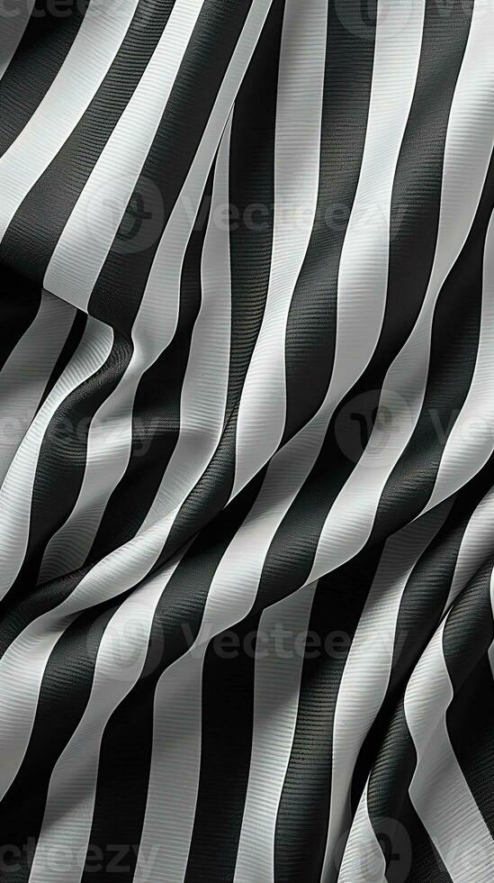 black and white striped fabric texture background. ai generated photo