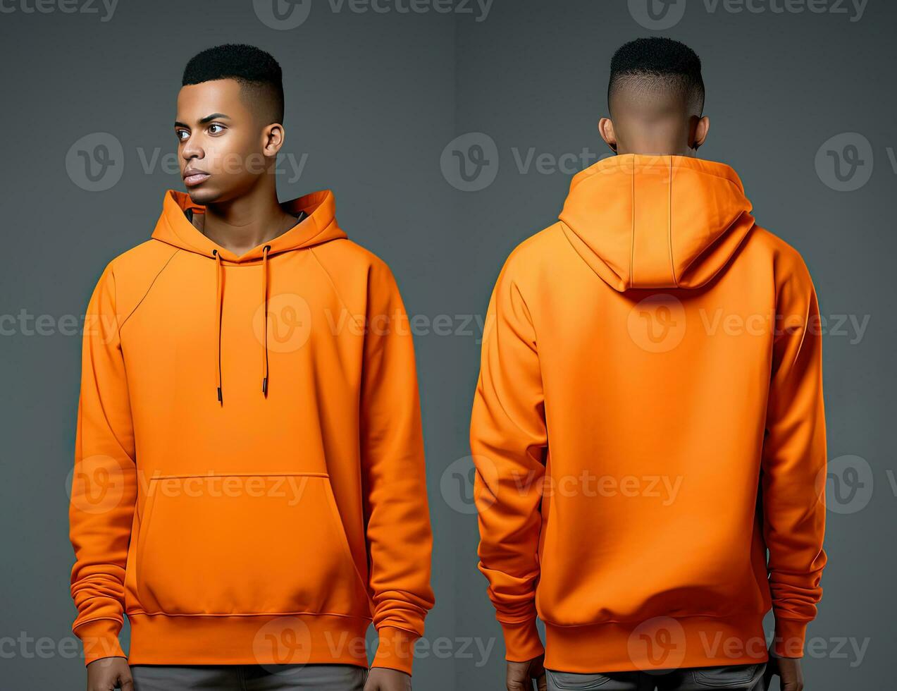 Front and back view of an orange color hoodie mockup for design print. ai generated 30554866 Stock Photo at Vecteezy