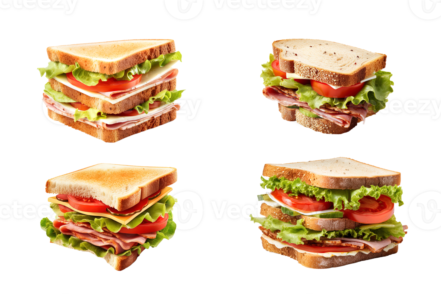 Collection of sandwich isolated on transparent background. ai generated png