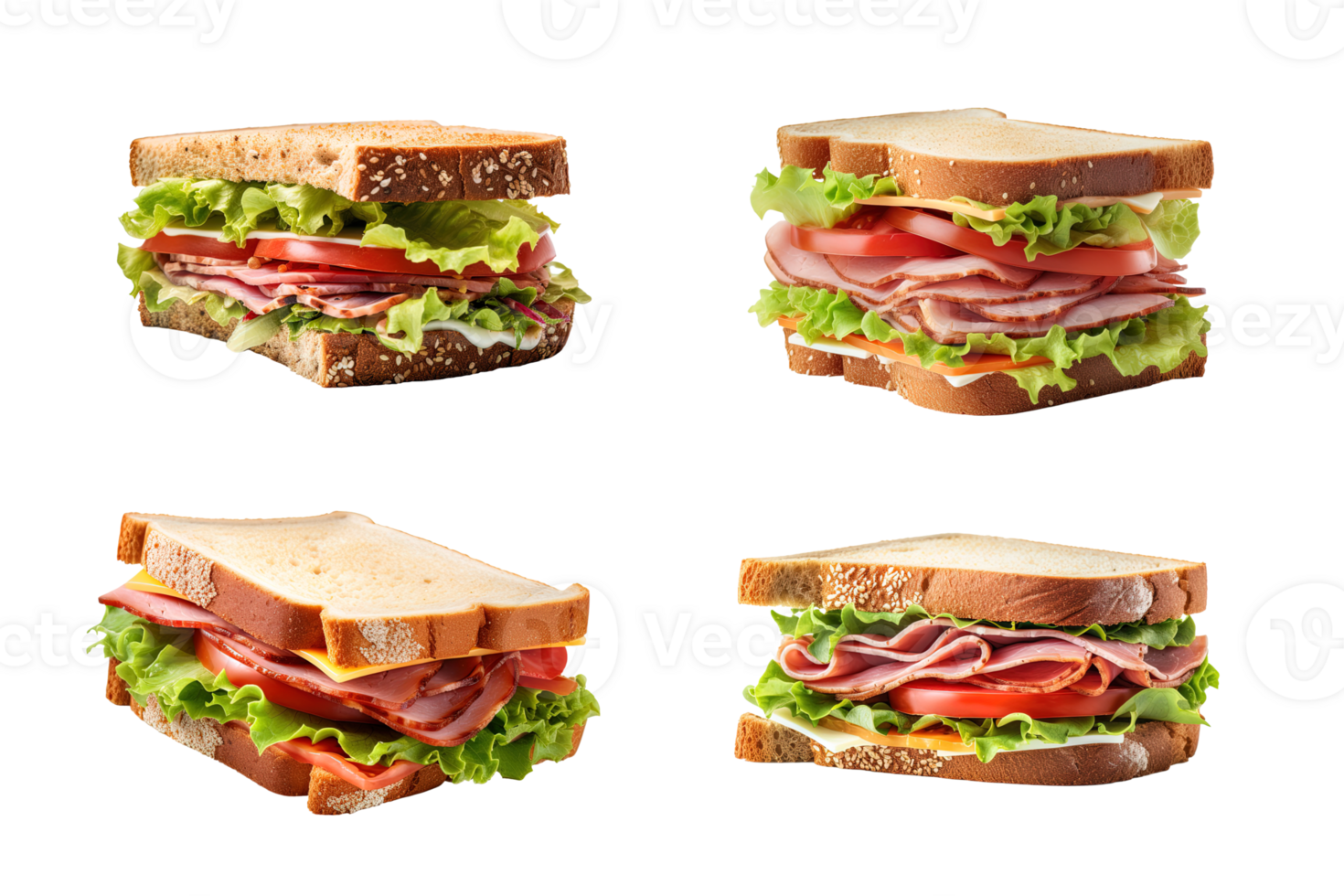Collection of sandwich isolated on transparent background. ai generated png