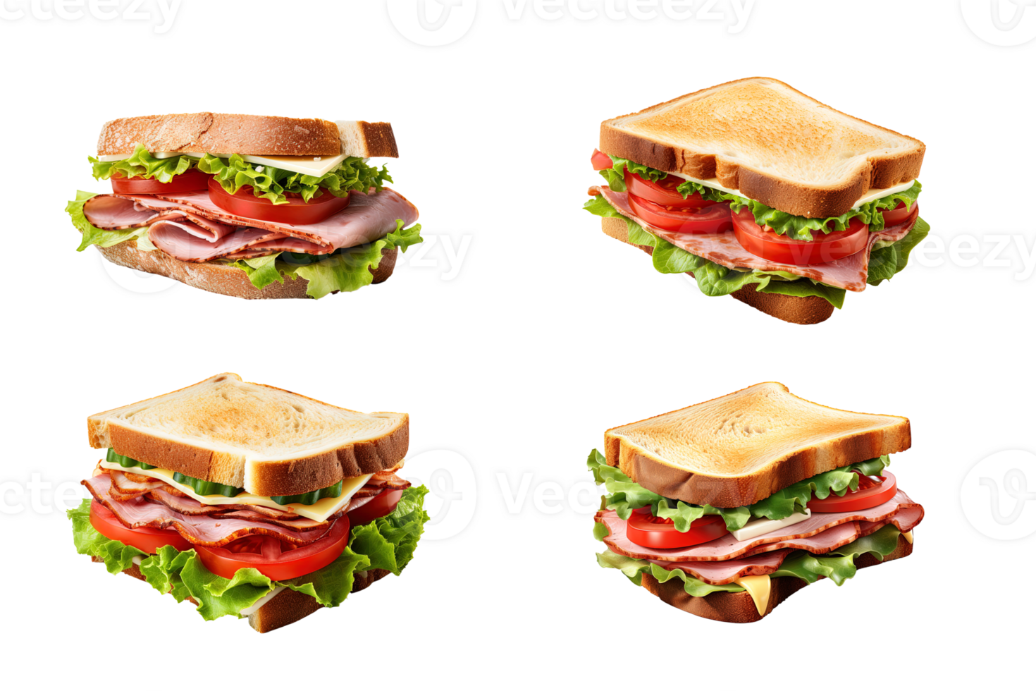 Collection of sandwich isolated on transparent background. ai generated png