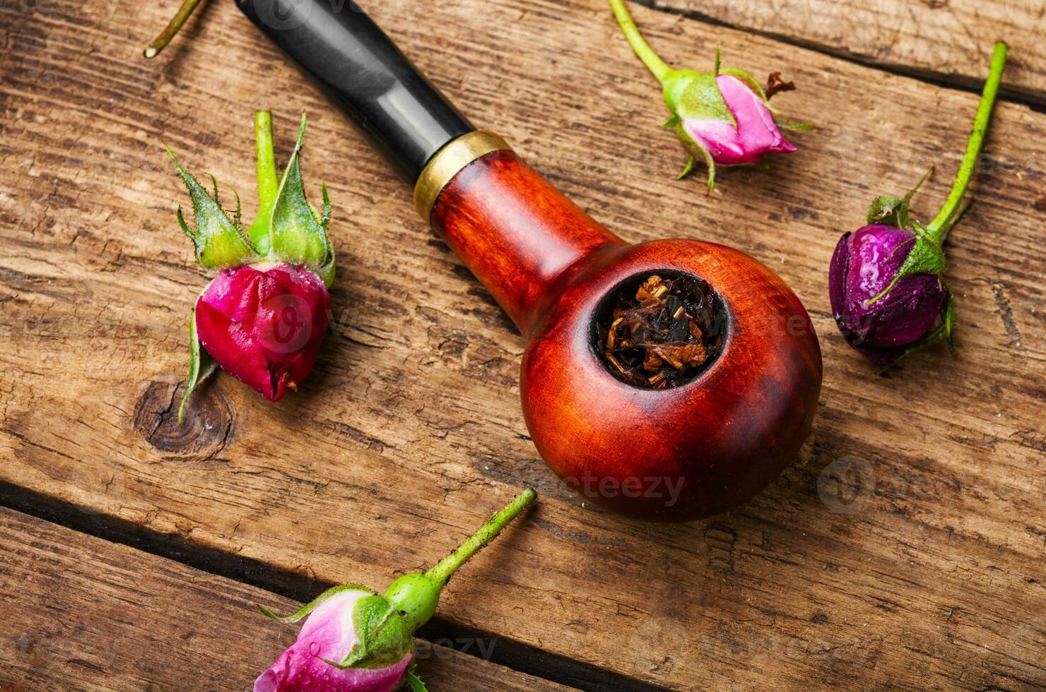 Smoking rose-flavored tobacco photo
