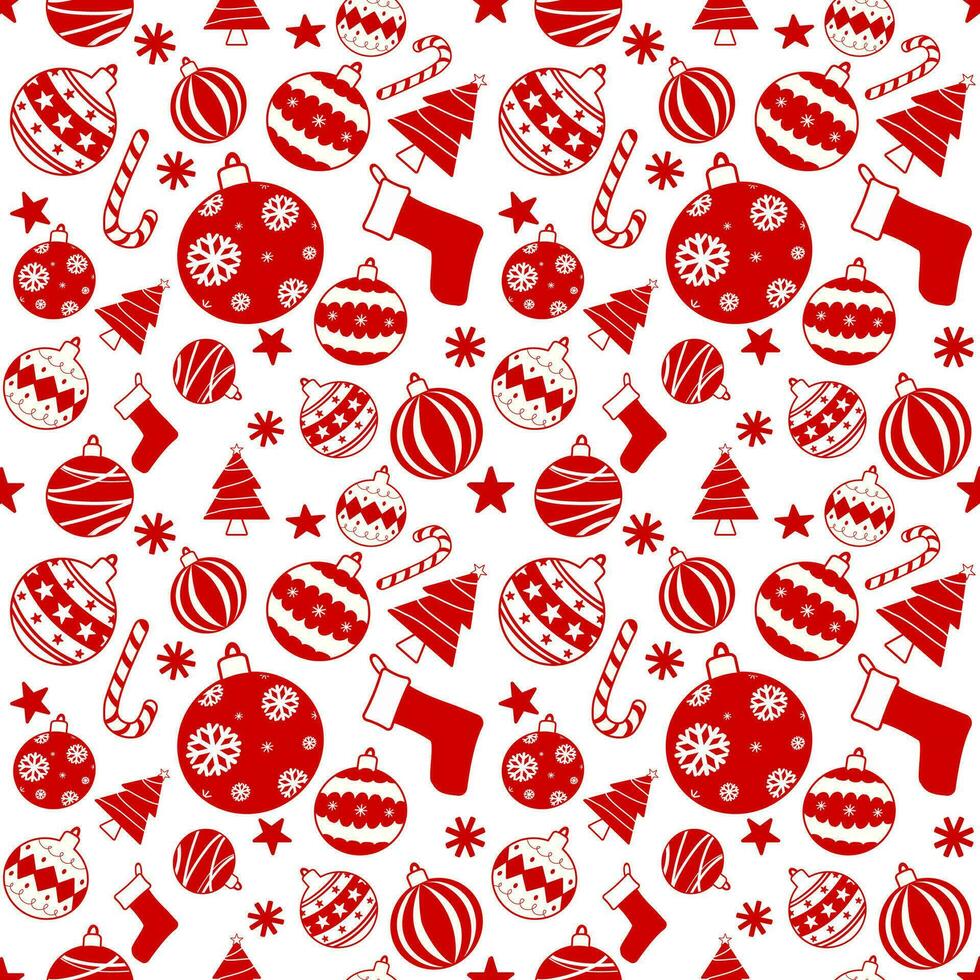 seamless pattern of Christmas symbol and Christmas ornaments background in flat icon style for textile, paper wrap vector