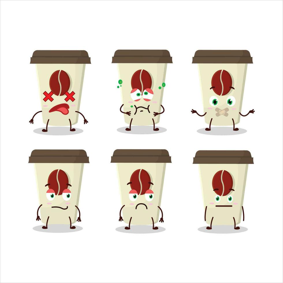 Coffee milk cup cartoon character with nope expression vector