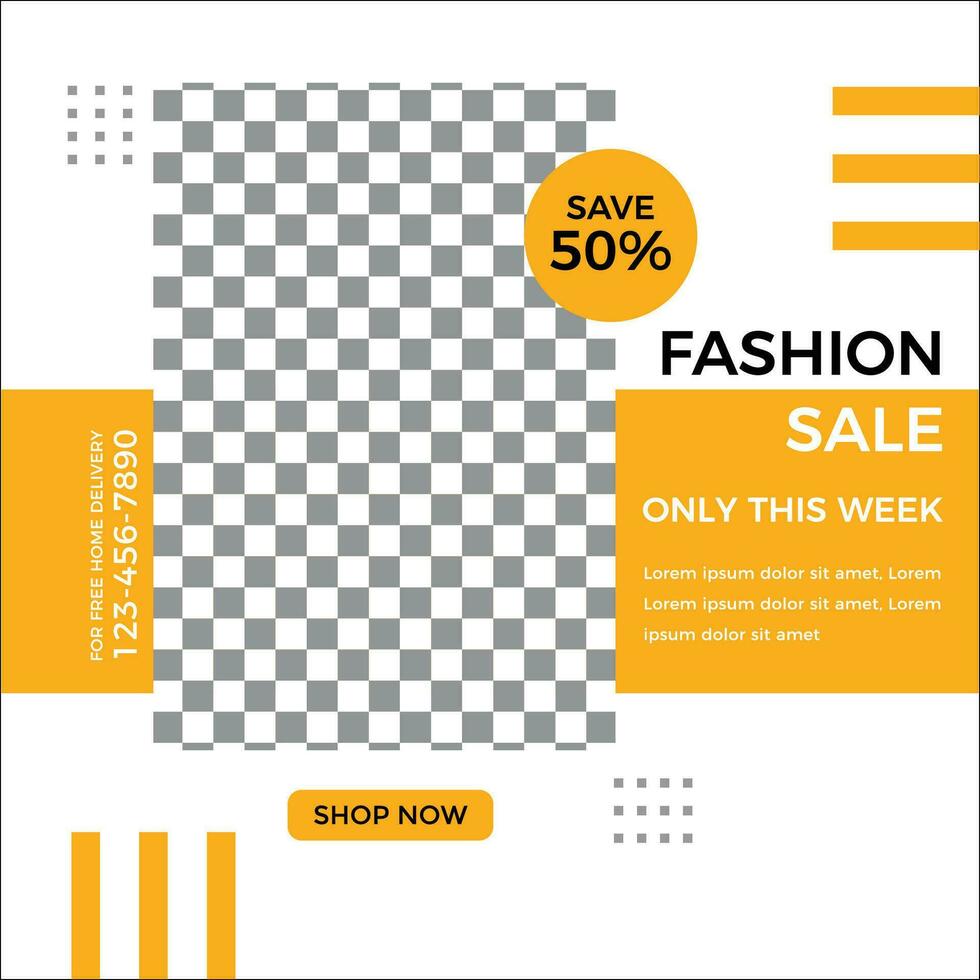 Orange Color Fashion Sale Week Social Media Post Design vector