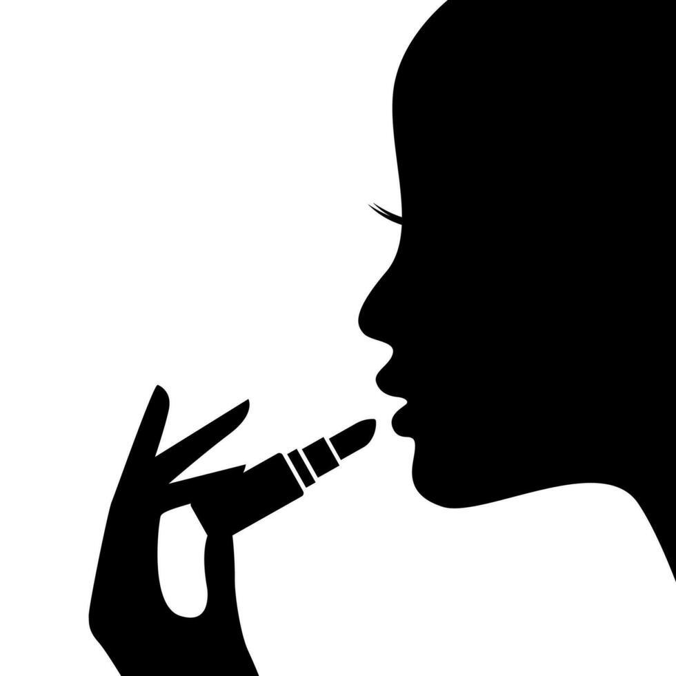 Beautiful woman silhouette with lipstick vector