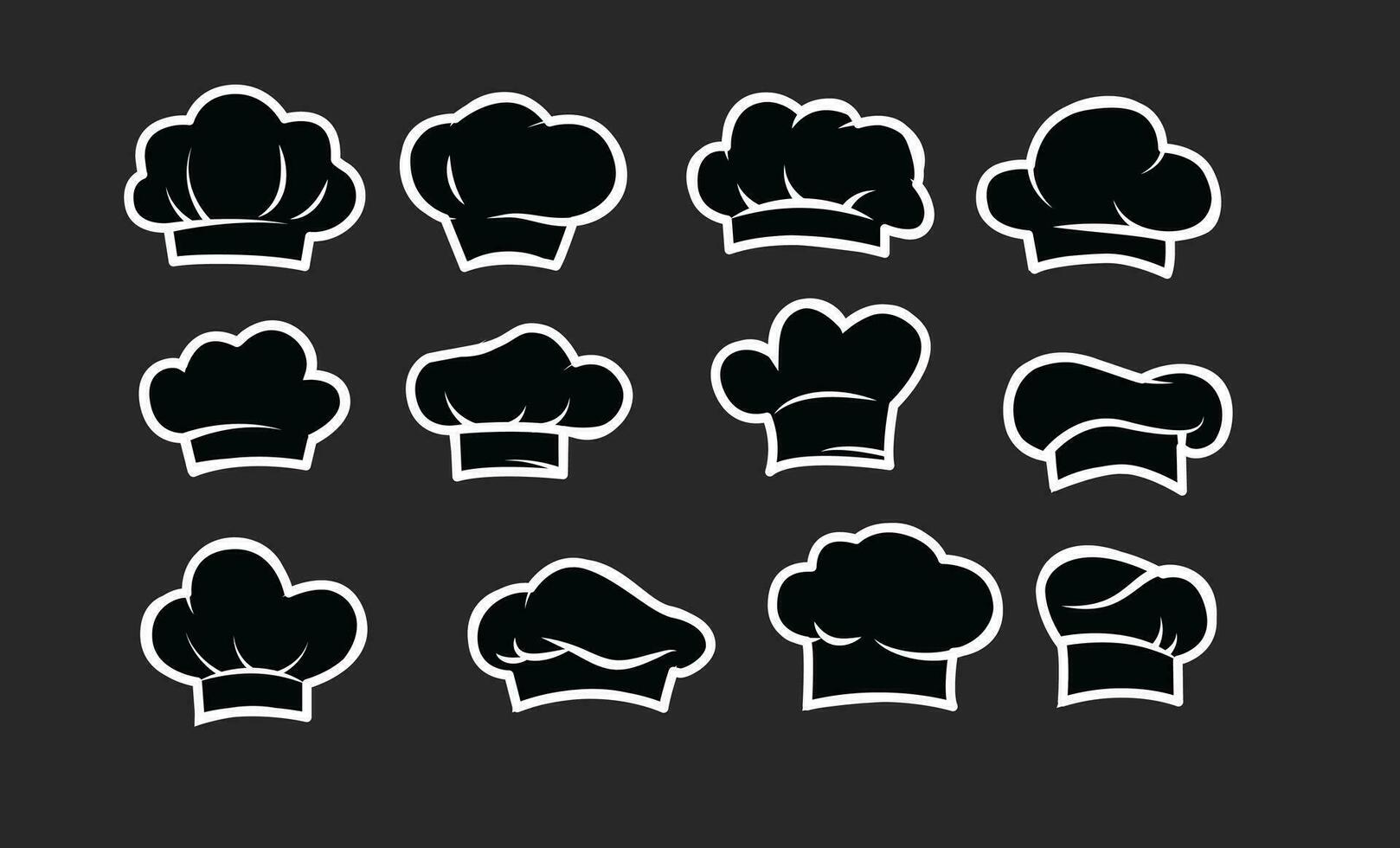 Set of chef and cook hats. Chefs toques, caps and hats vector
