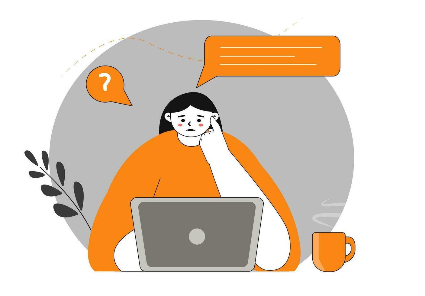 Online learning stock illustration. Young freelancer, student with laptop isolated cartoon character on white background. Distant work, online education at home vector