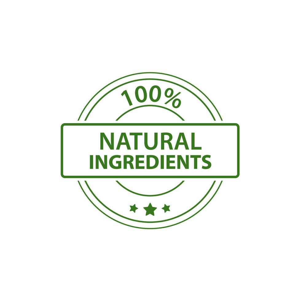 Natural product, only natural ingredients stamp, organic product icon, eco emblem, green label vector